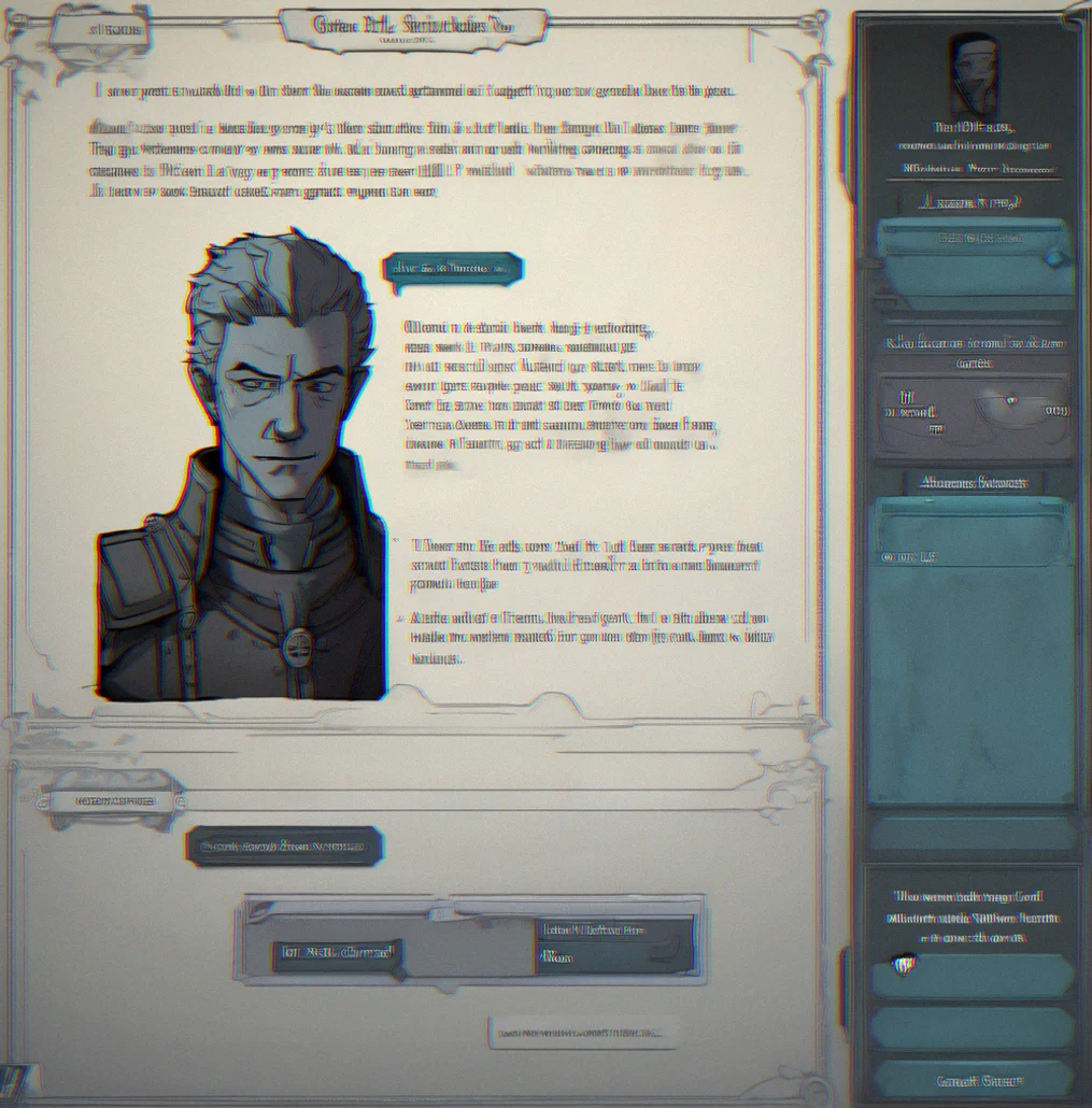 Dark interface showing loop 1 of 47. An NPC stands in shadow with a dialogue box containing their first statement about something you haven't figured out yet