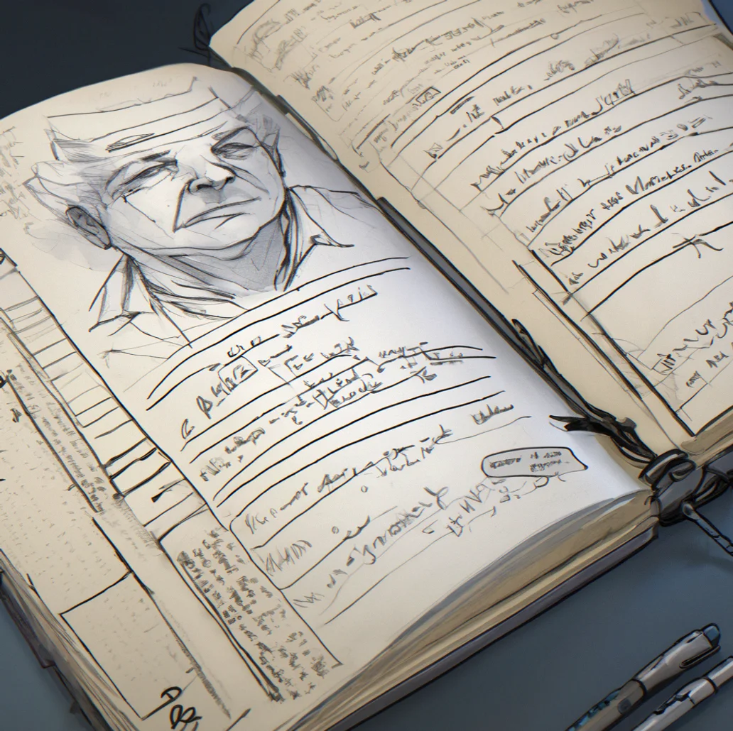 Player's notebook filled with handwritten timelines, crossed-out theories, and scribbled notes like 'Wait — loop 3 contradicts this' and 'Need to ask about this next time'